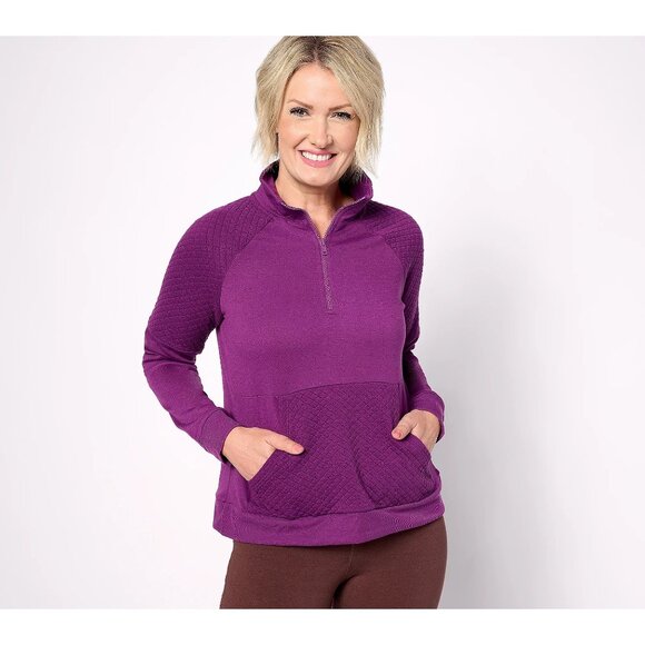 MUK LUKS 1/4 Zip Lounge Topper Womens 5X Purple Wine Berry Polyester Blend NEW - Picture 1 of 7